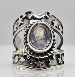 Bali, Moonstone Celestial Ring In Sterling