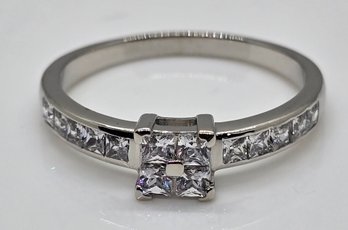 Premium White CZ, Platinum Over Sterling Ring