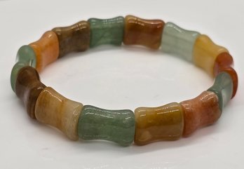 Multi-color Aventurine Bamboo Block Stretch Bracelet