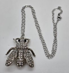 Clear Austrian Crystal Fly With Stainless Steel Necklace