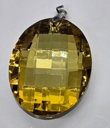 Simulated Yellow Sapphire Pendant In Rhodium Over Sterling