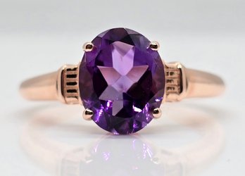 African Amethyst Ring In Rose Gold Over Sterling