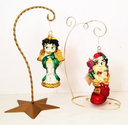 Vintage Polonaise Kurt Adler Bootful Betty & Heavenly Betty Boop Handcrafted Glass Ornaments - With Box