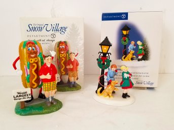 Dept 56 Snow Village Series Best Friends & World's Largest Hotdog Figurines - With Boxes  (lot C)