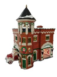 1998 Department 56 Fire Station #3 Snow Village Christmas House Lighted With Box - Retired