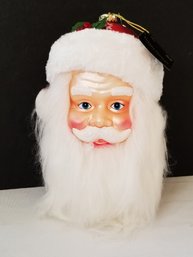 Large Robert Stanley Large SANTA HEAD Christmas Glass Ornament - With Box (lot S)