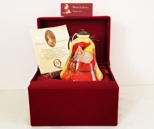 NE' QWA ART Santa Hand-Painted Blown Glass Ornament By Susan Winget With COA &  Box  (lot W)