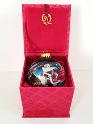 Ne'QWa Art Santa's Flight Hand-painted Glass Ornament With Decorative Box  (lot X)