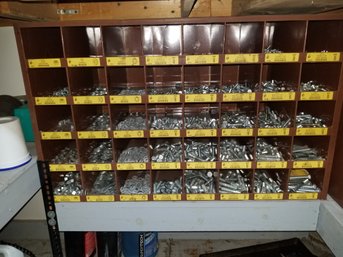 Large Lawson Bolt & Washers Bin, All Cubbies Labeled, Loaded With Inventory - See Description