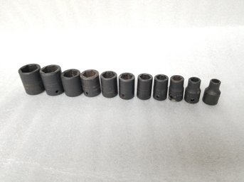 Snap-on 11 Piece 1/2' Drive 6 Point Shallow Impact Socket Set 3/8' - 1'