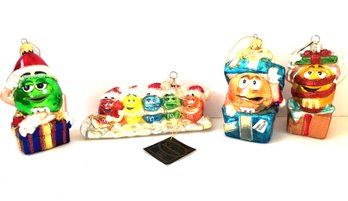 Adorable Kurt Adler Polonaise Collection M&M Hand Blown Glass Ornaments - With Box (lot EE-S)