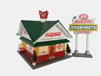 2001 Krispy Kreme Snow Village Christmas House Lighted With Box - Retired