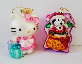 Vintage Handblown Glass Ornaments 'hello Kitty' And 'felix The Cat' Ornaments  (lot 13)