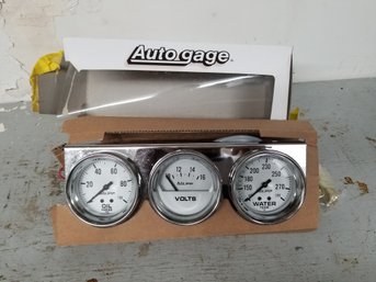 Car Automotive Gauge Console - Oil Volts Water, New By Auto Gage