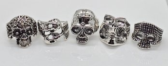 Lot Of 5 Mens Punk Novelty Rings In Various Sizes