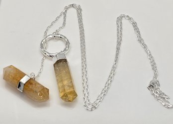 Citrine Necklace In Silvertone