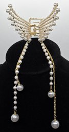 Faux Pearl, Resin Hair Pin In Goldtone