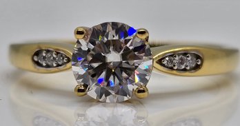 Moissanite Ring In Yellow Gold Over Sterling