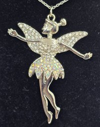 Australian Crystal Fairy Pendant Necklace In Silvertone