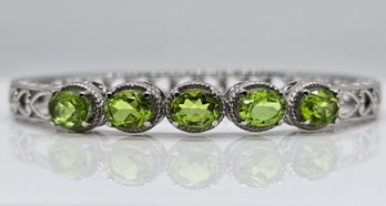 Chartreuse Quartz Bangle Bracelet In Stainless