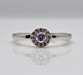 Blue Tanzanite, Rhodium Over Sterling Ring