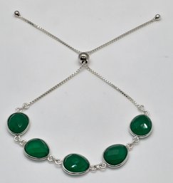 Green Onyx Bolo Bracelet In Sterling