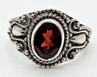 Red Garnet Ring In Sterling Silver