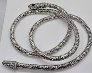 Silver Mesh Snake Necklace With Magnet