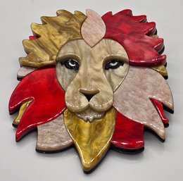 Cool Acrylic Lion's Head Brooch