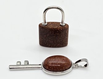 Gold Sandstone Lock And Key Pendants