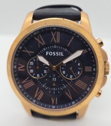 Vintage Fossil Leather Chronograph Men's Watch