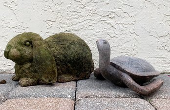 A Garden Bunny And Turtle