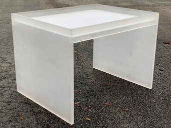 A Custom Contemporary Cocktail Table In Cloudy Acrylic