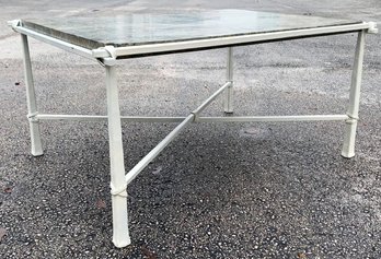 A Wrought Iron Coffee Table With Marble Clad Wood Top By Artistica