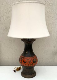 An Antique Chinese Vase (Fitted For Electricity) With Chelsea House Silk Shade