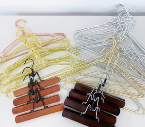 A Large Assortment Of Better Hangers, Metal And Wood!