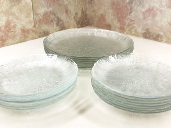 A Set Of 6 Vintage Pressed Glass Dinner And Salad Plates, C. 1980's