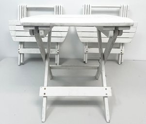 A Trio Of Slatted Wood Folding Cocktail Tables - Great For Parties!