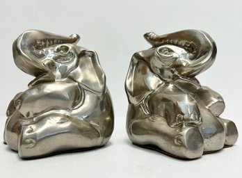 Polished Alloy Elephant Form Bookends