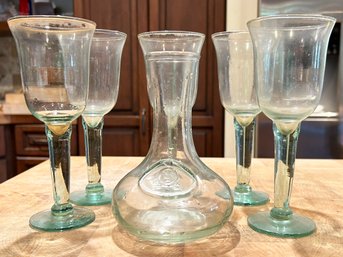 A Decanter And Wine Goblets