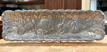 A Polished Alloy Bunny Themed Serving Platter