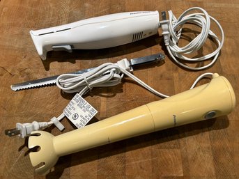 An Immersion Blender And Electric Carving Knife