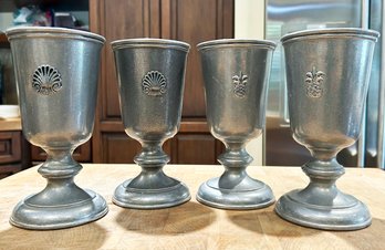 A Set Of 4 Vintage Pewter Goblets