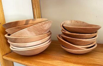 Salad Bowls And Pasta Bowls Of Carved Wood