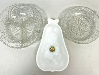 Milk Glass And Crystal Serving Dishes