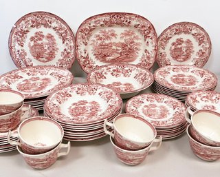 A Vintage Royal Staffordshire Transferware Dinner Service For 8 Plus Serving Pieces, Tonquin By Clarice Cliff