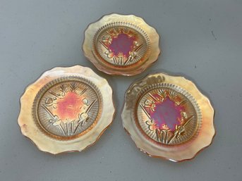 Carnival Glass Dessert Plates (3)