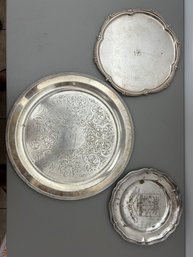 Antique Silver Tray Trio