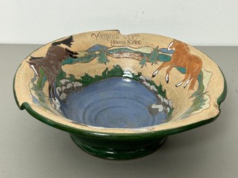 Handcrafted Horse Pottery Bowl