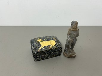 Unicorn Box And Soapstone Warrior